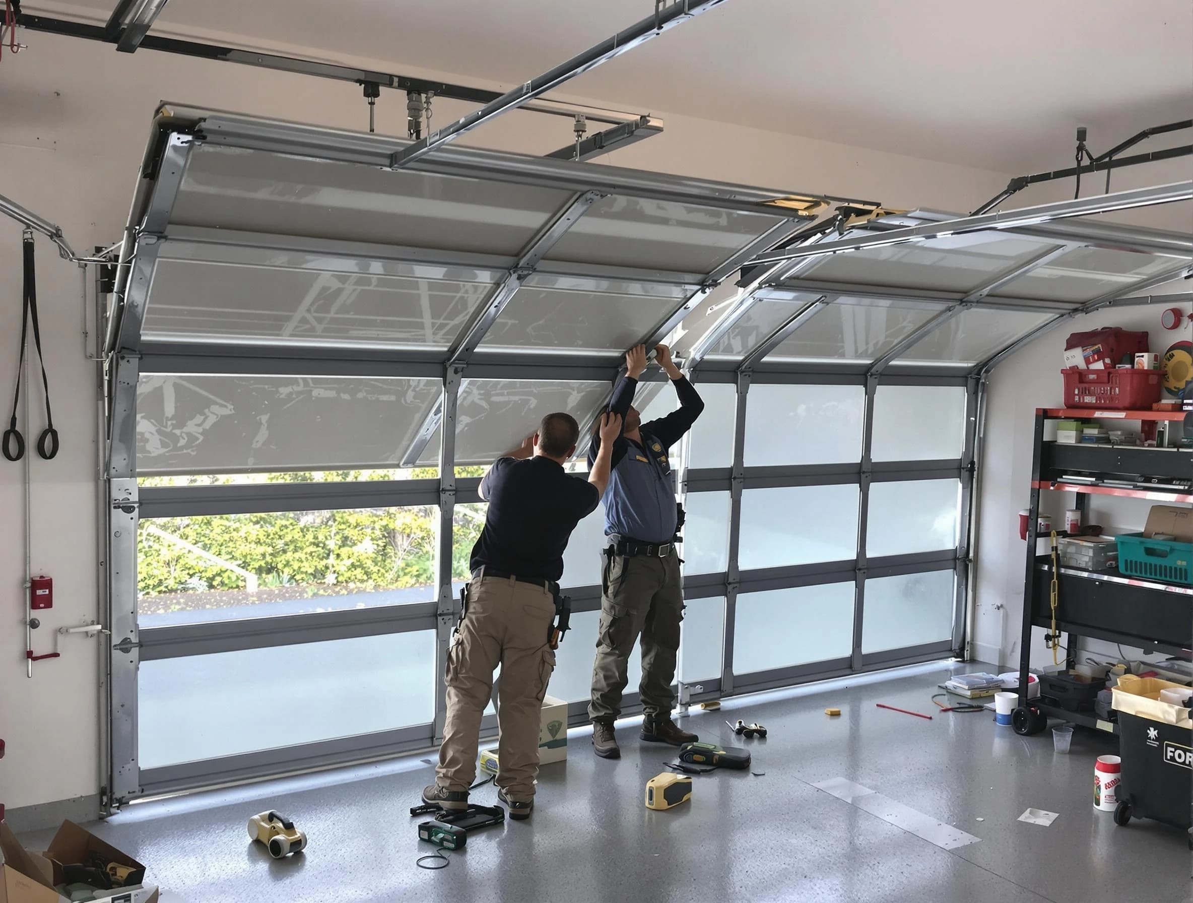 Penn Hills Garage Door Repair expert performing precise panel replacement on Penn Hills garage door