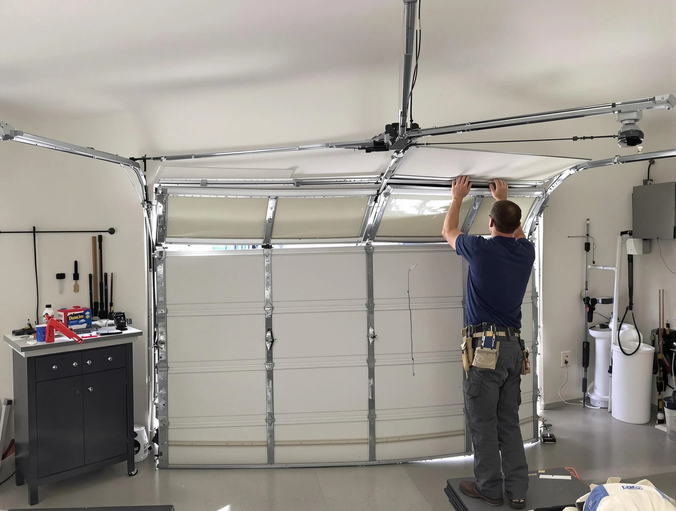 Penn Hills Garage Door Repair specialist performing precise section replacement on Penn Hills garage door