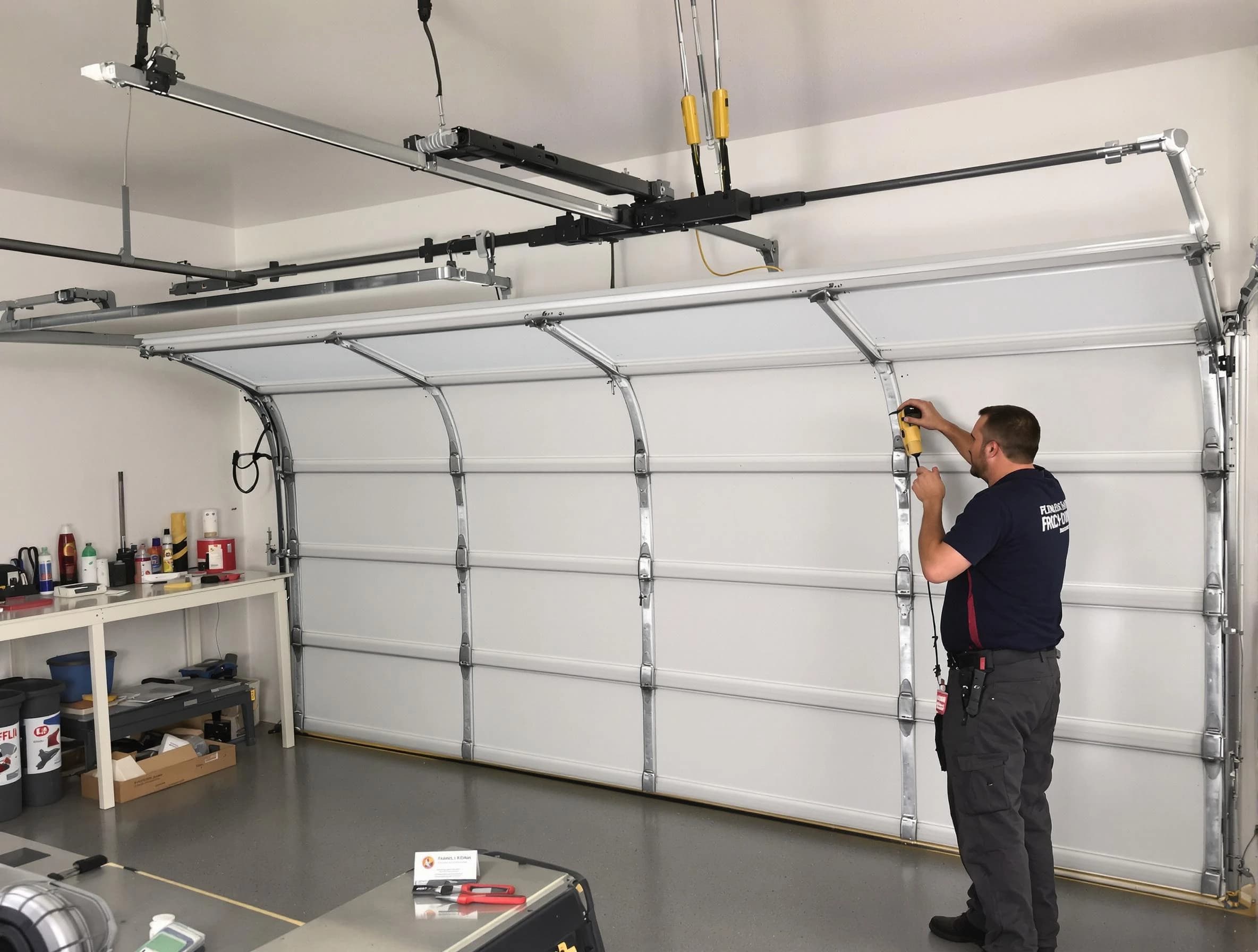Penn Hills Garage Door Repair certified technician performing overhead door system repair in Penn Hills