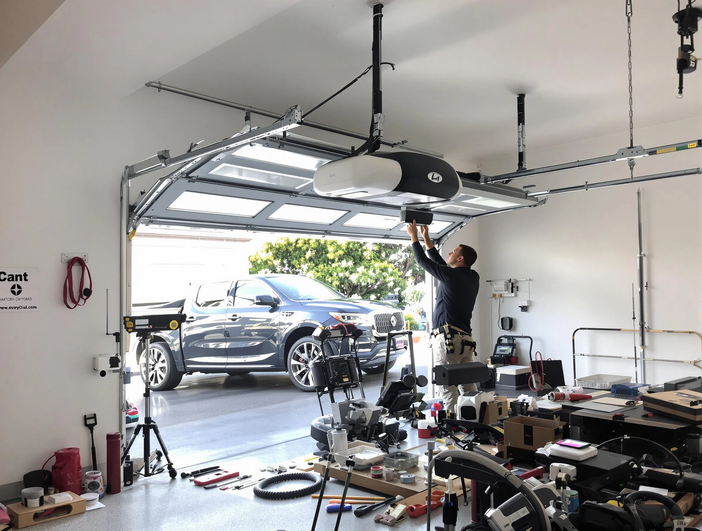 Penn Hills Garage Door Repair specialist installing smart garage door opener system in Penn Hills home