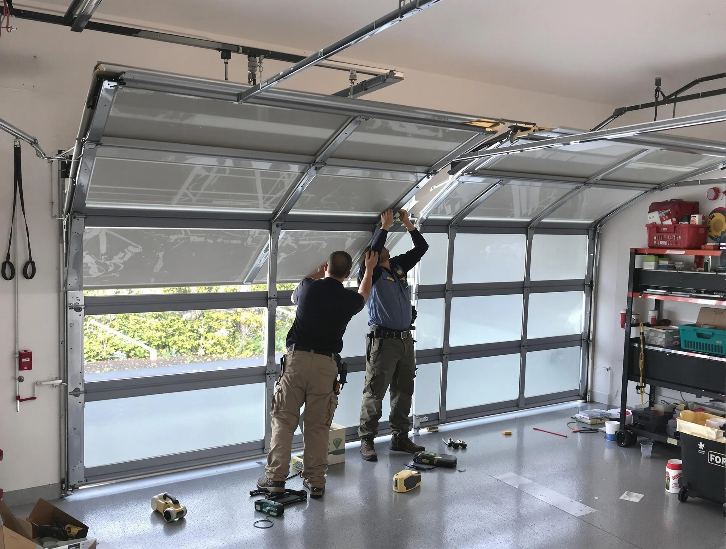 Penn Hills Garage Door Repair expert performing precise panel replacement on Penn Hills garage door
