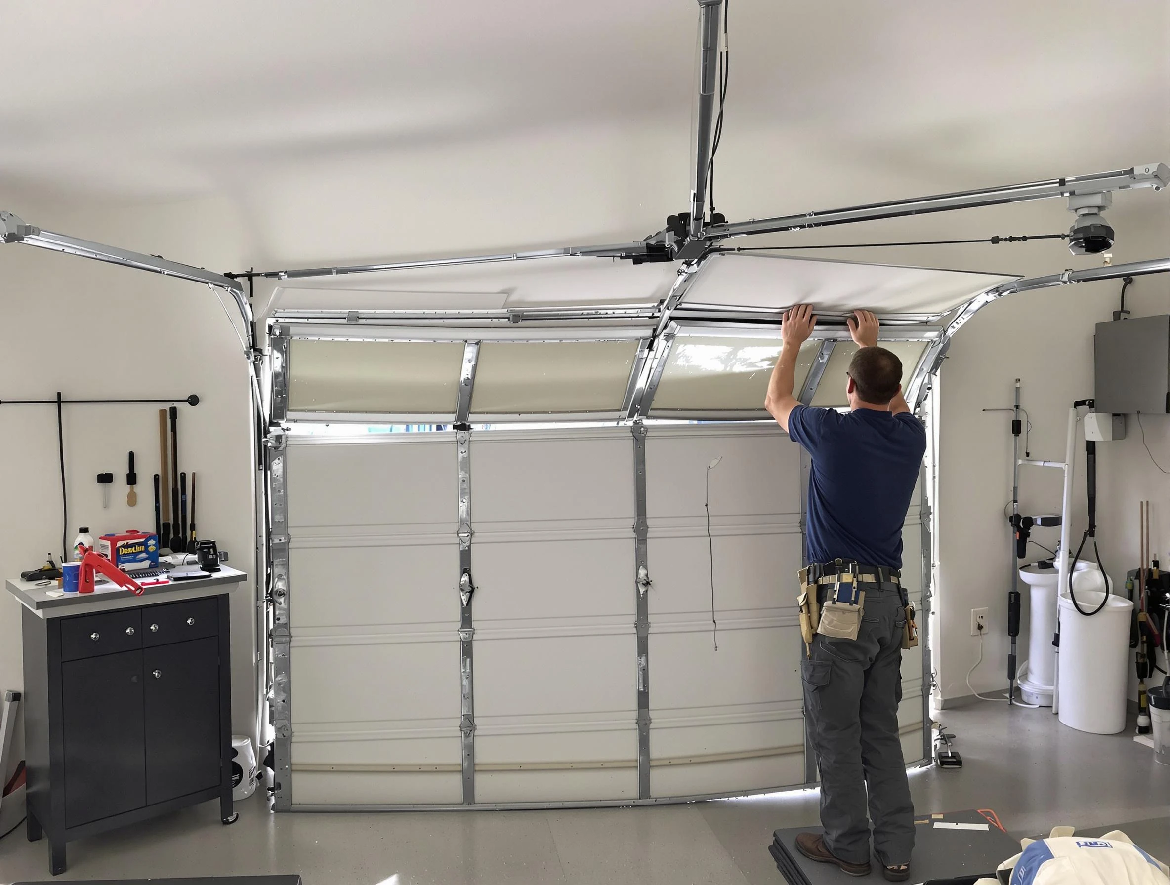 Penn Hills Garage Door Repair specialist performing precise section replacement on Penn Hills garage door